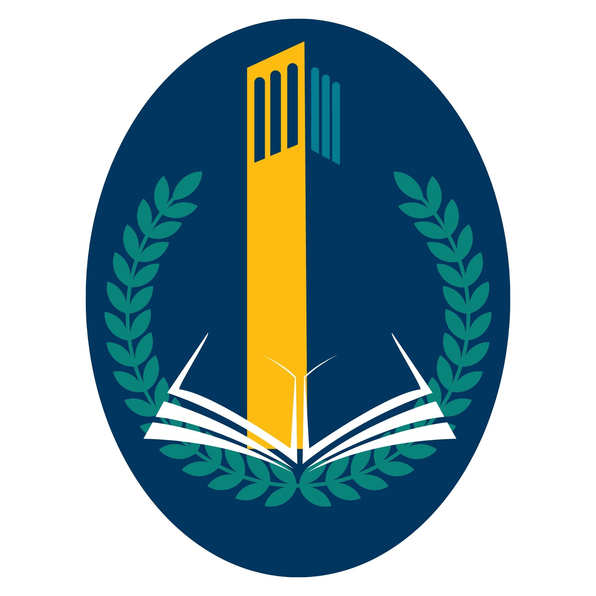 Stork Tower rising from an open book